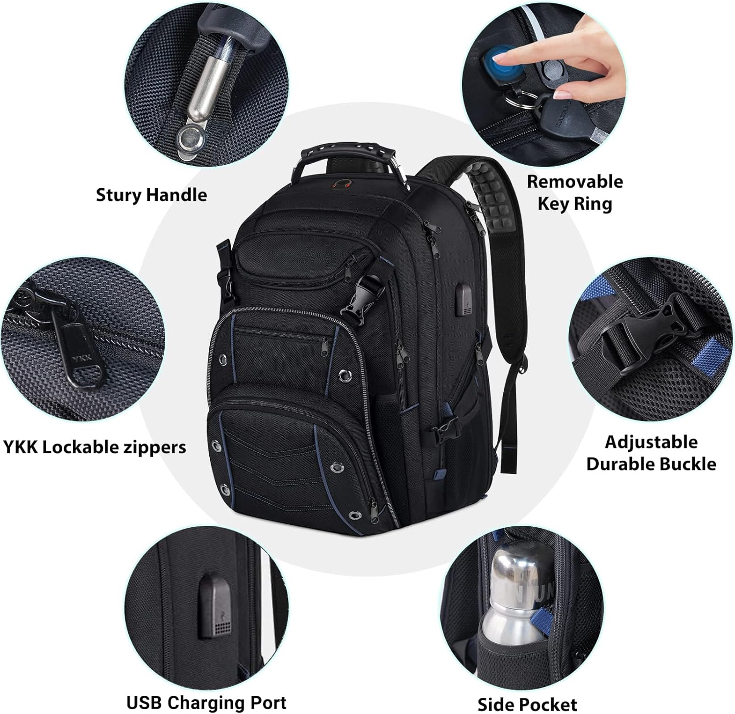 Extra-Large Travel Laptop Backpack | Anti-Theft Carry-On Bag with USB (55L)