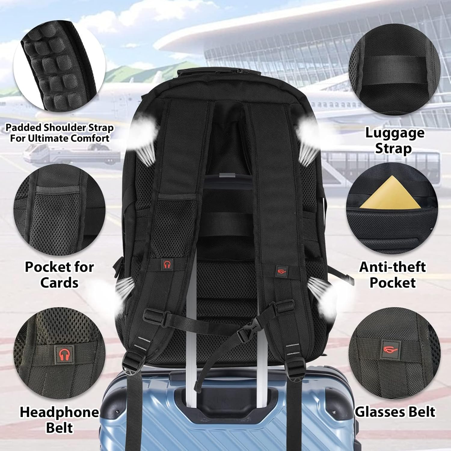 Extra-Large Travel Laptop Backpack | Anti-Theft Carry-On Bag with USB (55L)