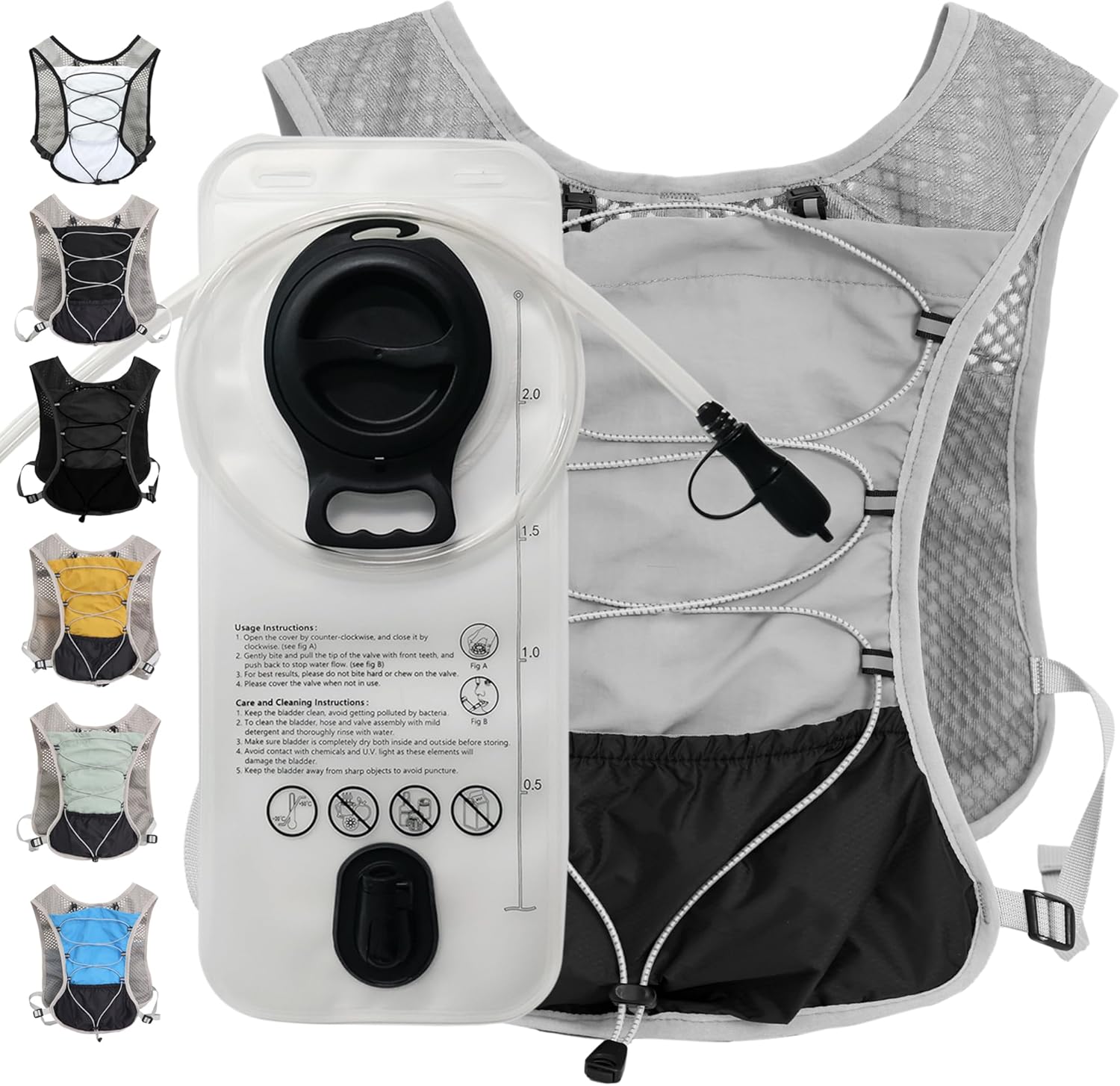 Hydration Running Vest | Marathon & Hiking Water Backpack (2L Bladder)