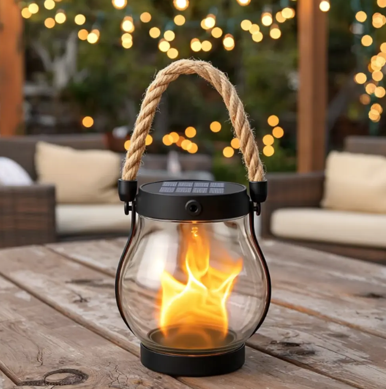 Solar Powered Fire Seed Light with Flickering Flame Effect for Outdoors