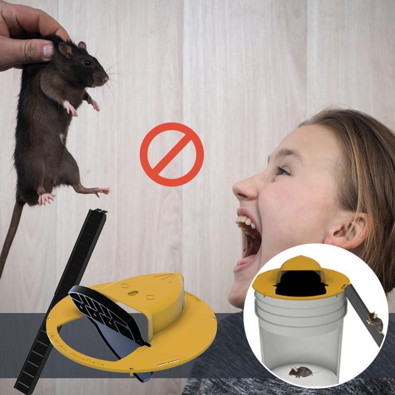 Auto Reset Bucket Lid Mouse Trap | Flip and Slide Humane Multi-Catch Catcher