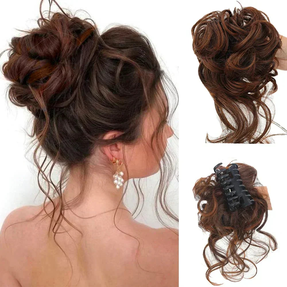 Voluminous Clip In Curly Hair Bun Extension for a Natural Look