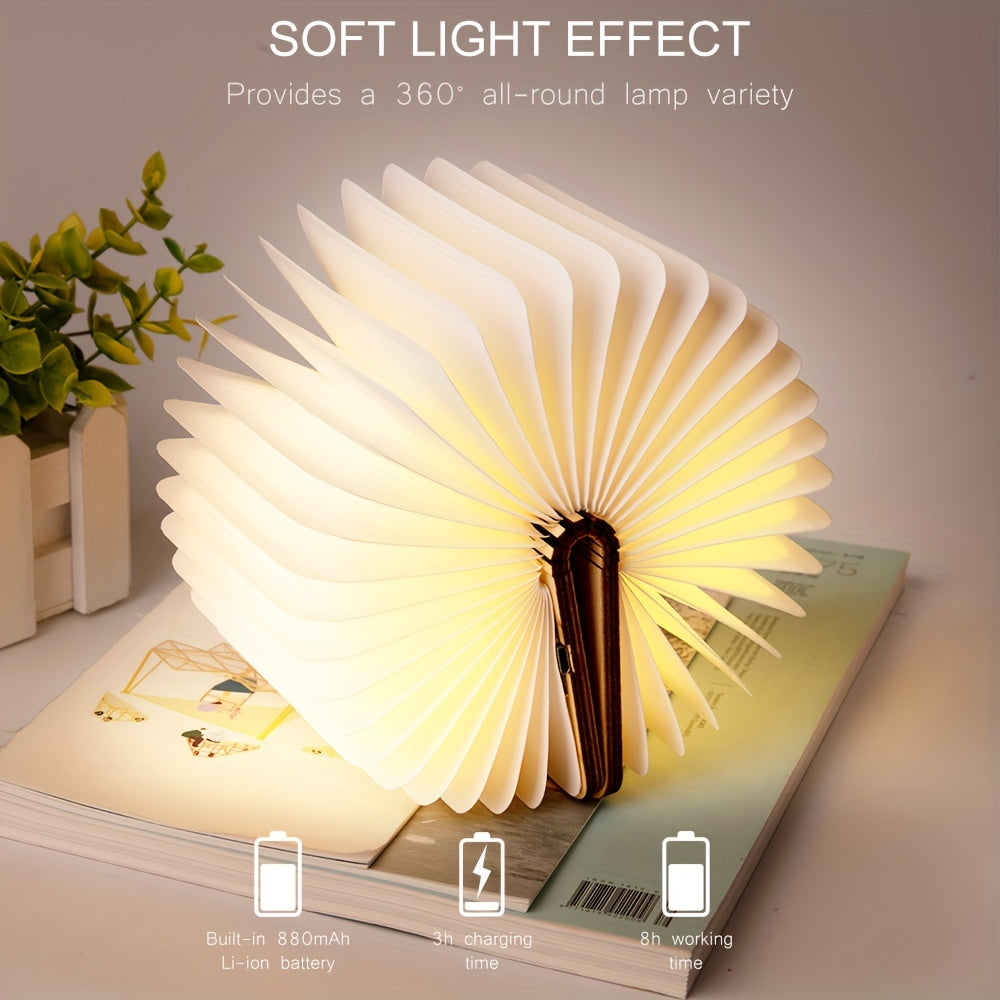 Folding Book Lamp with Rechargeable LED and Three Color Night Light