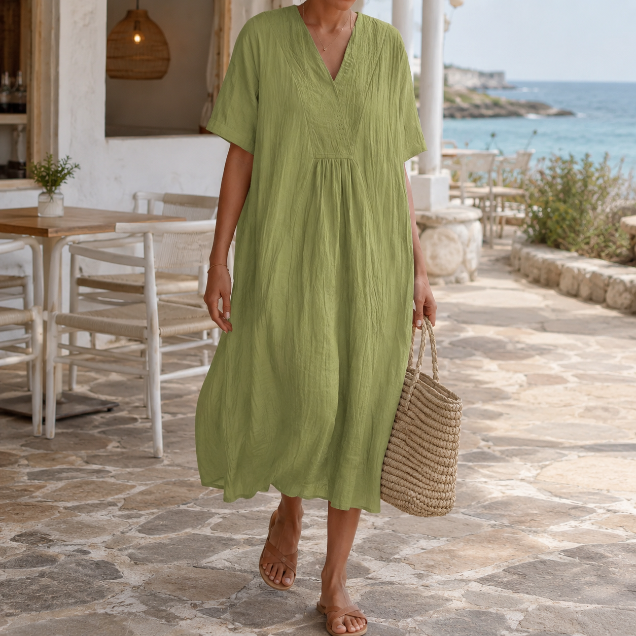 Light Flowy Summer Dress with Pockets for Women – Relaxed A-Line Casual Sundress for Everyday & Holiday Style