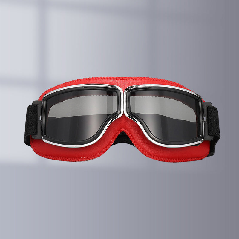 Vintage Motorcycle Goggles with Retro Leather Padding for Riding