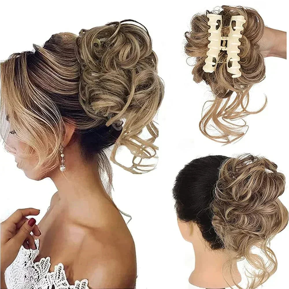 Voluminous Clip In Curly Hair Bun Extension for a Natural Look
