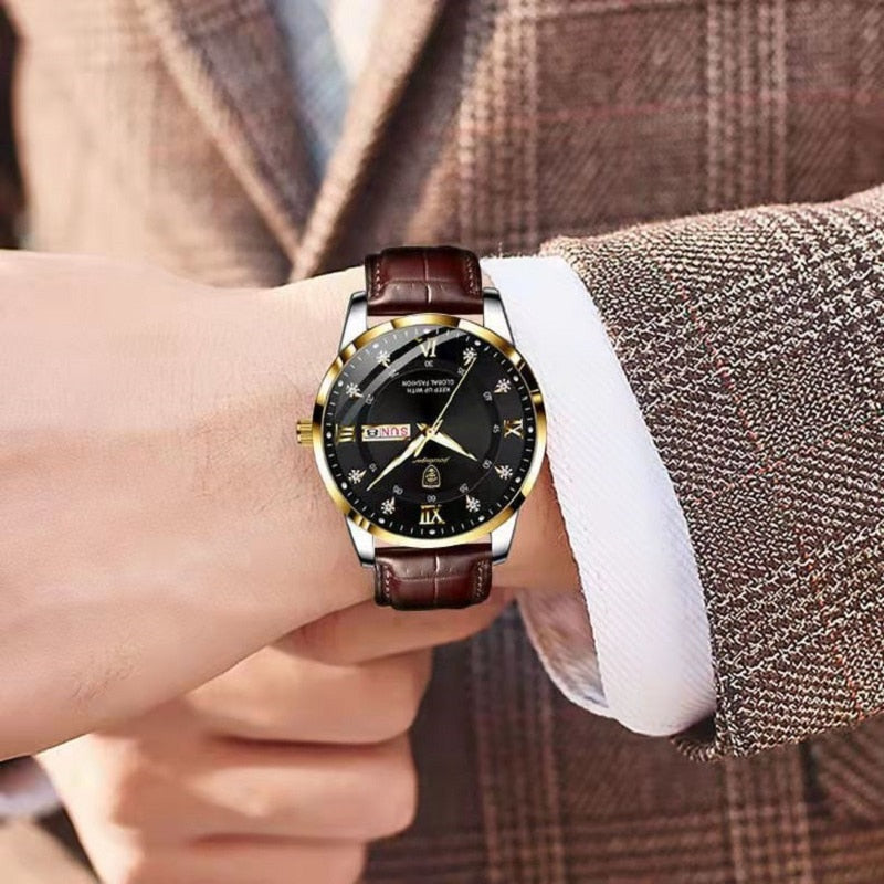 Men's Waterproof Stainless Steel Watch | Luminous Analog Timepiece