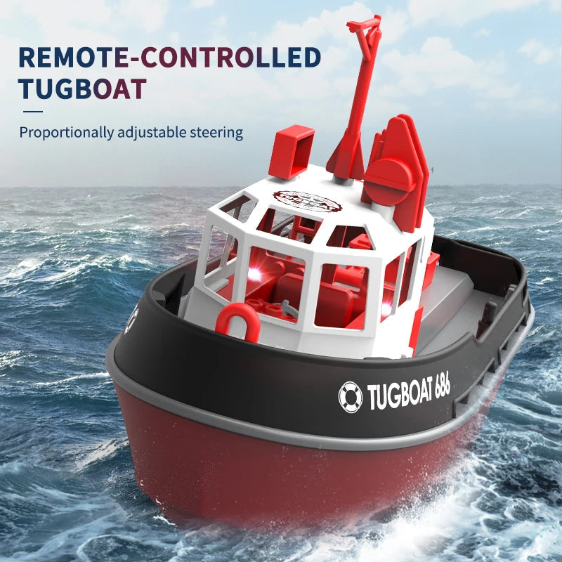 Adventure Tugboat RC Boat with Dual Motors – Long-Range Remote Control Watercraft for Pool & Lake Fun