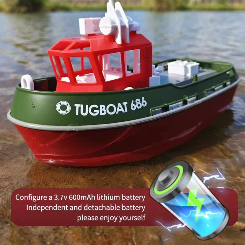 Adventure Tugboat RC Boat with Dual Motors – Long-Range Remote Control Watercraft for Pool & Lake Fun