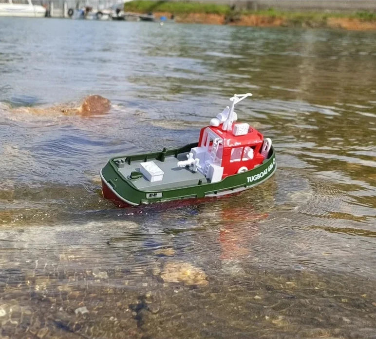 Adventure Tugboat RC Boat with Dual Motors – Long-Range Remote Control Watercraft for Pool & Lake Fun