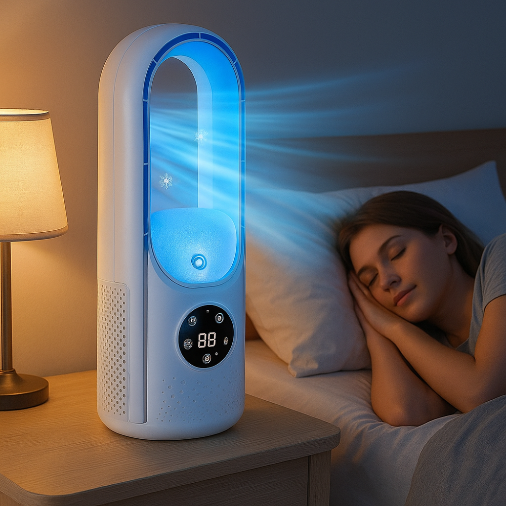 Bladeless cooling fan with ambient light