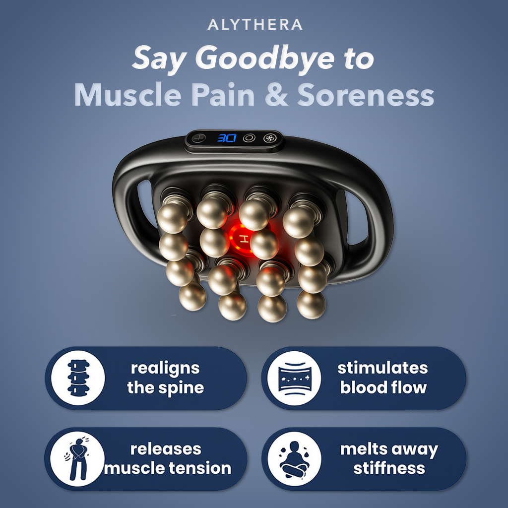 Handheld Percussion Massager | Electric Deep Tissue with 4 Heads