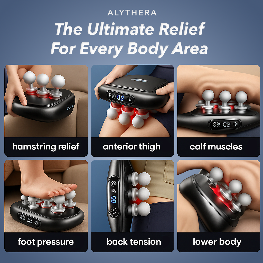 Handheld Percussion Massager | Electric Deep Tissue with 4 Heads
