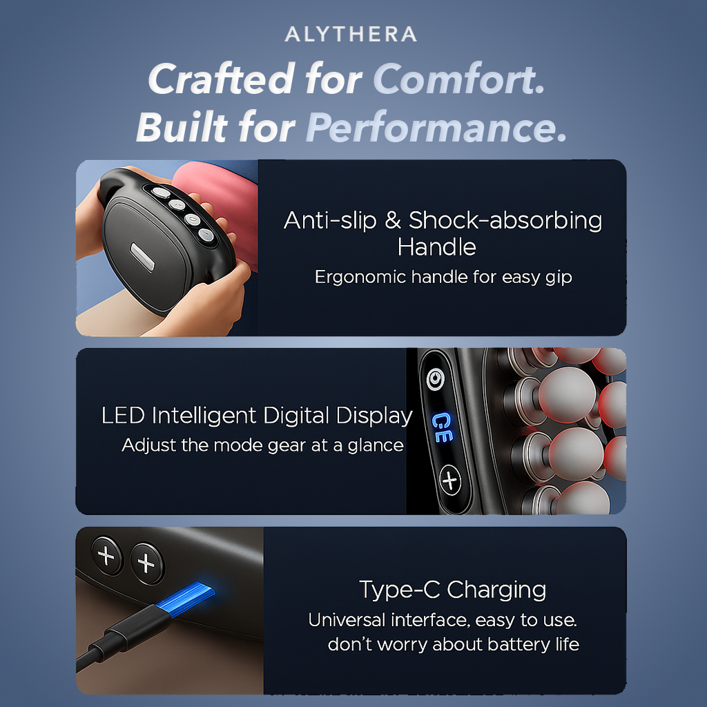 Handheld Percussion Massager | Electric Deep Tissue with 4 Heads