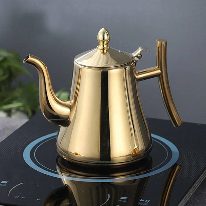 Stainless Steel Induction Kettle with Built-In Filter – Fast-Boil Stovetop Kettle in Gold or Silver