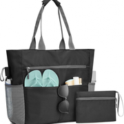 Large Waterproof Beach Tote Bag with Multiple Pockets – Foldable Sand-Proof Carryall for Pool & Travel