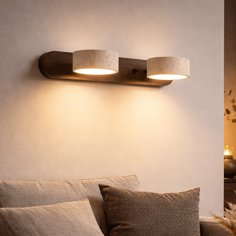 Indoor LED Wall Light with Natural Stone-Look Texture - Modern Sconce for Living Rooms and Stairwells