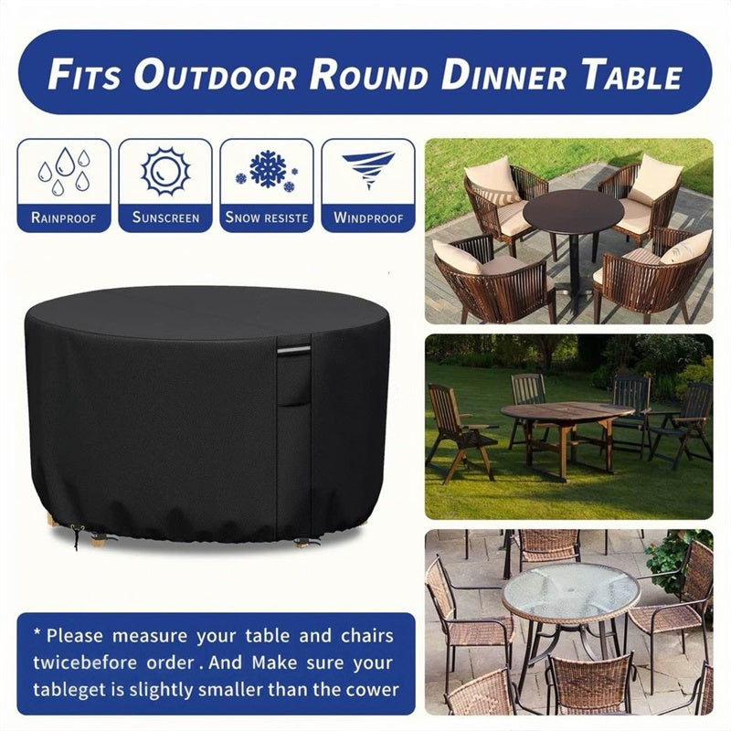 Round Waterproof Patio Furniture Cover | Heavy-Duty Outdoor Table Protector