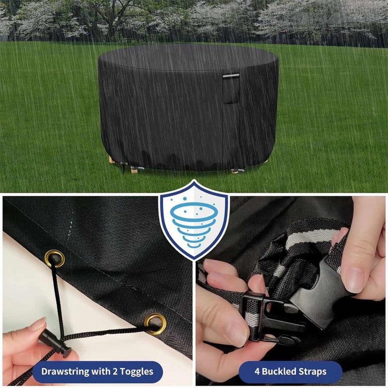 Round Waterproof Patio Furniture Cover | Heavy-Duty Outdoor Table Protector