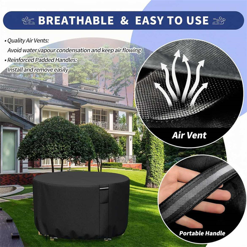 Round Waterproof Patio Furniture Cover | Heavy-Duty Outdoor Table Protector
