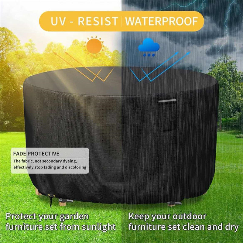 Round Waterproof Patio Furniture Cover | Heavy-Duty Outdoor Table Protector