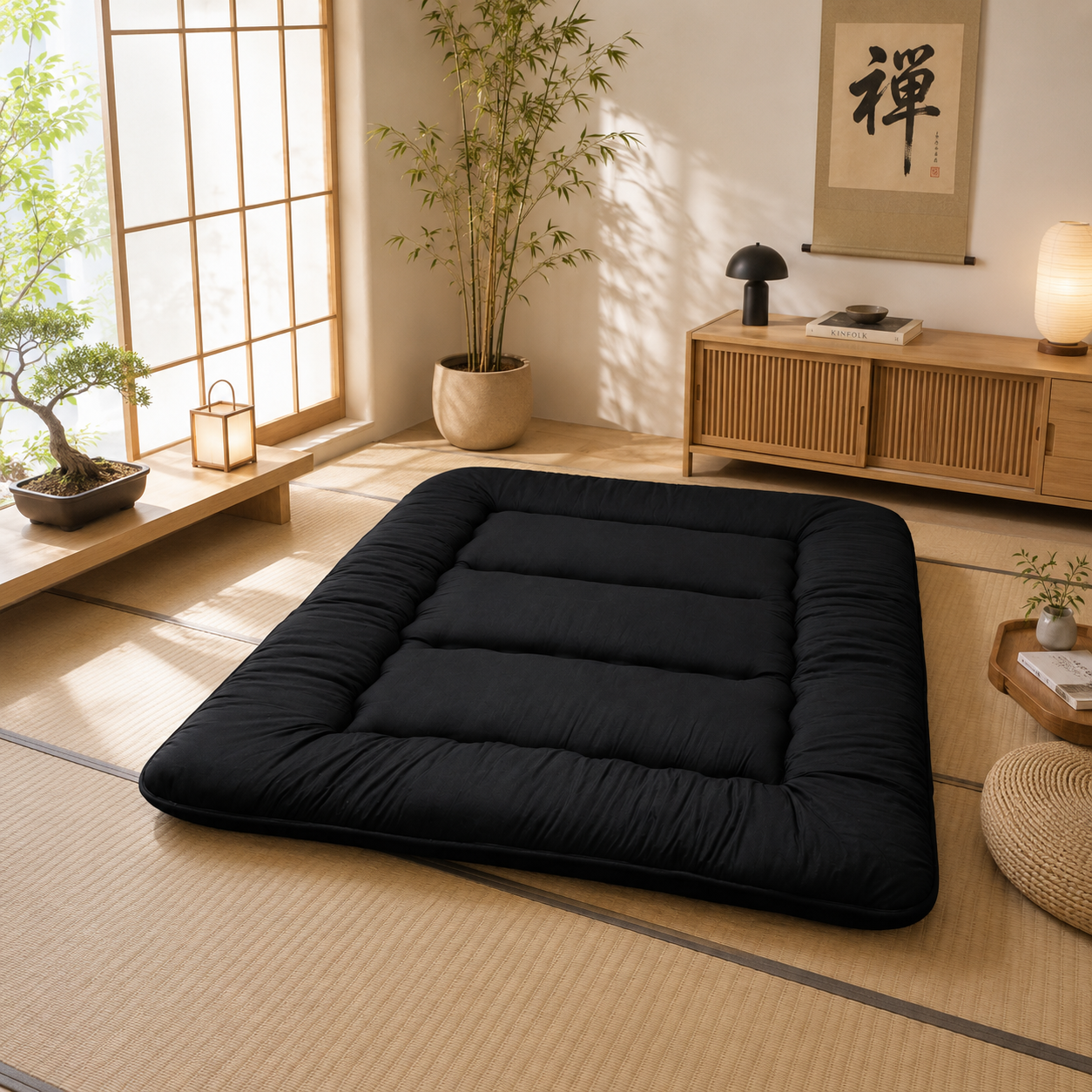 Cozy Rest Japanese Floor Mattress – Thick Foldable Futon Sleeping Pad & Roll-Up Guest Bed for Adults & Kids