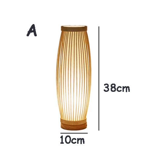 Japanese Style Bamboo Wood Lamp with E27 Base for Ambient Light