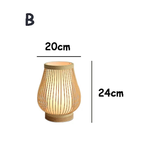 Japanese Style Bamboo Wood Lamp with E27 Base for Ambient Light