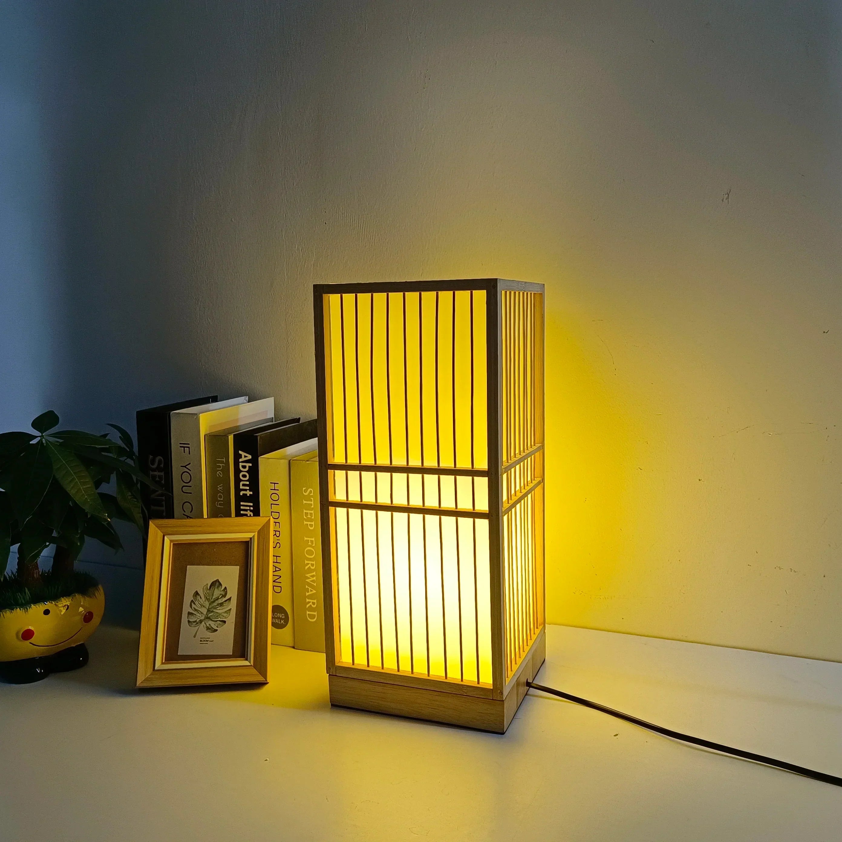 Japanese Style Bamboo Wood Lamp with E27 Base for Ambient Light
