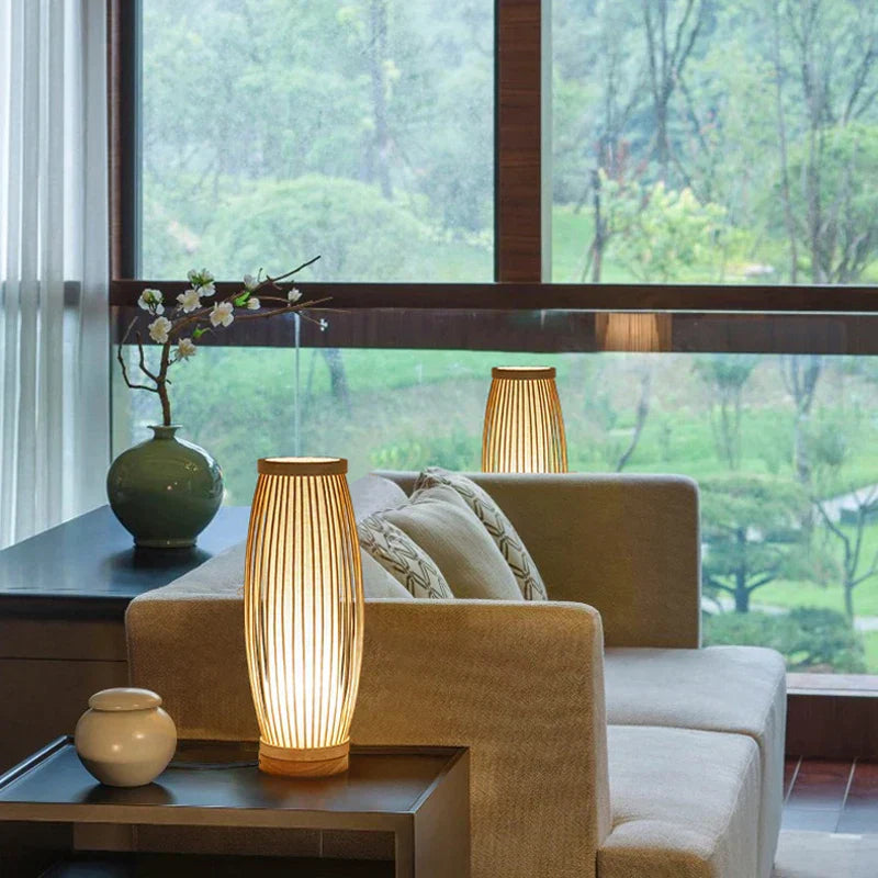 Japanese Style Bamboo Wood Lamp with E27 Base for Ambient Light