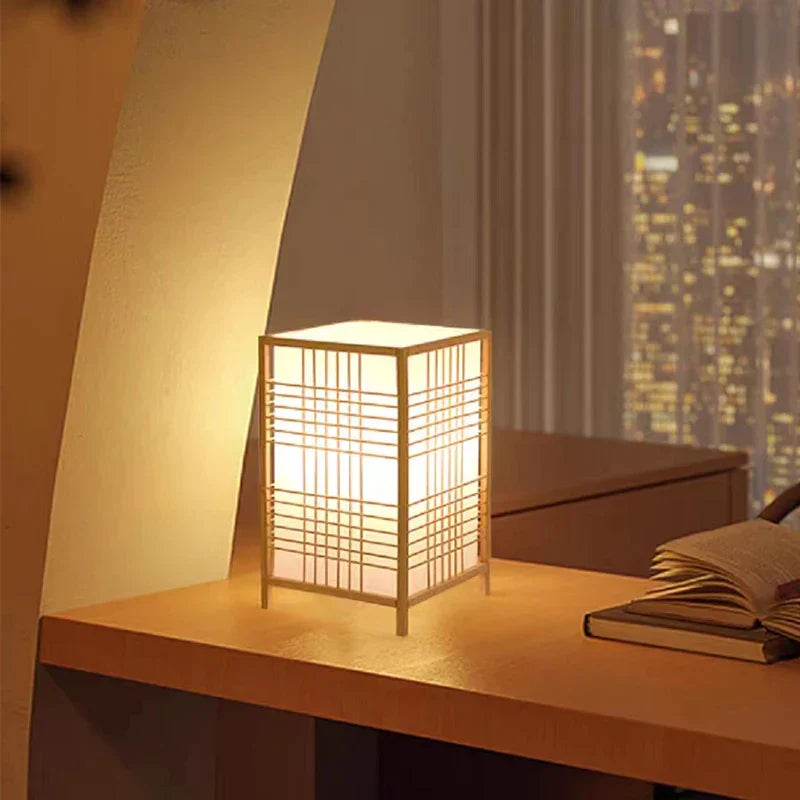 Japanese Style Bamboo Wood Lamp with E27 Base for Ambient Light