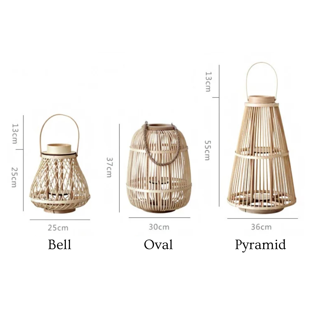 Handwoven Rattan Lanterns for Patio | Decorative Boho Hanging Garden Decor