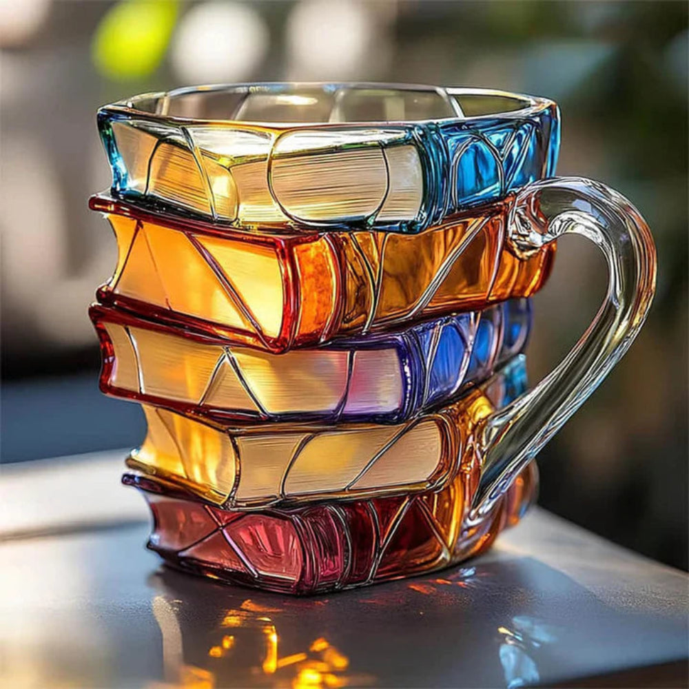 Pageglasy | Glass Coffee Mug with Heat-Retaining Design for Book Lovers