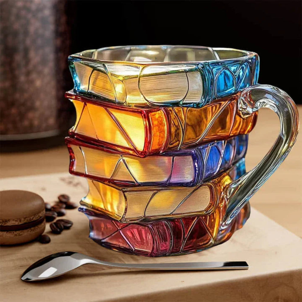 Pageglasy | Glass Coffee Mug with Heat-Retaining Design for Book Lovers