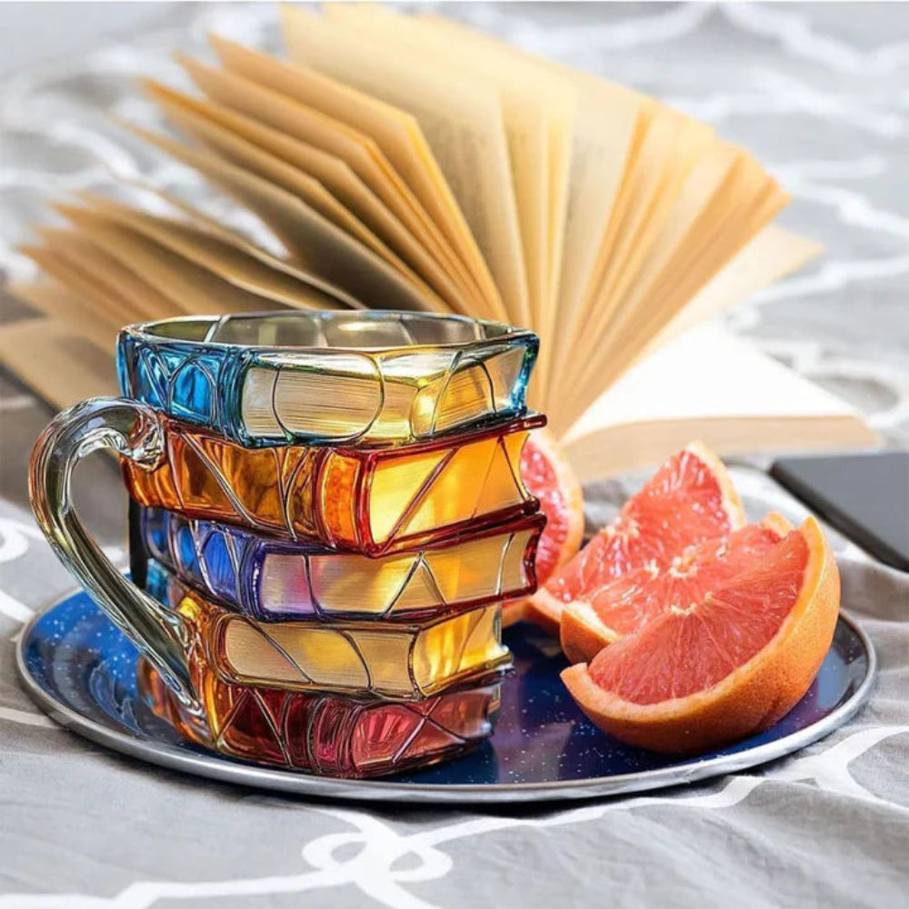 Pageglasy | Glass Coffee Mug with Heat-Retaining Design for Book Lovers