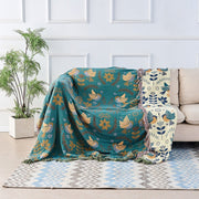 Elegant Reversible 100% Cotton Blanket – Nordic Bird Motif Designed for Soft Comfort and Stylish Home Decor