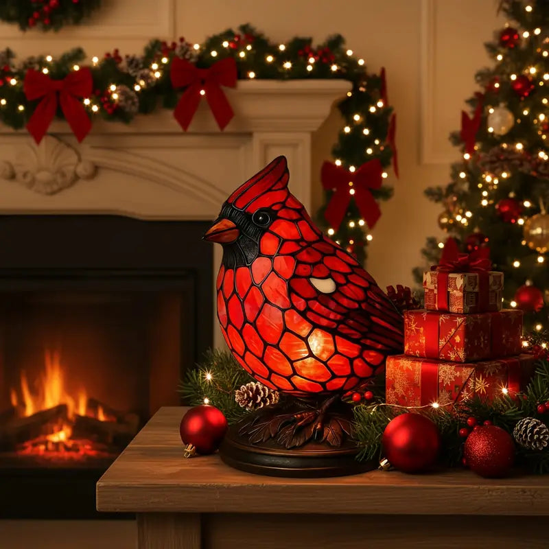 Natusite | Decorative Red Cardinal Bird Accent Table Lamp
