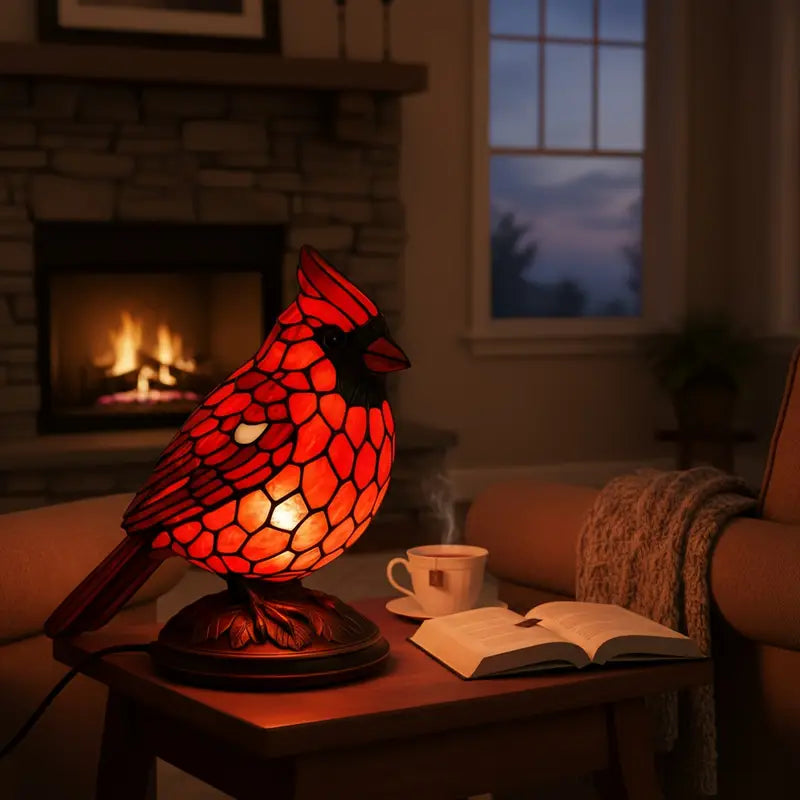 Natusite | Decorative Red Cardinal Bird Accent Table Lamp