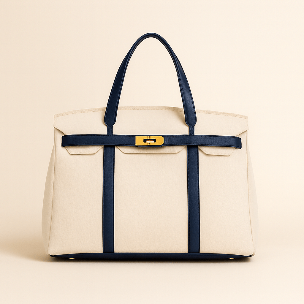 Premium Canvas Shopper Bag with Reinforced Steel Hardware and Details