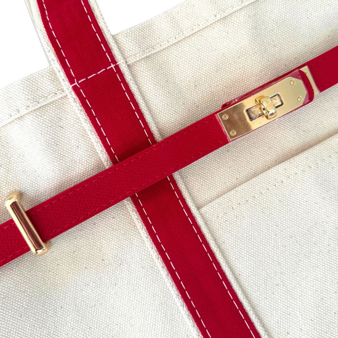 Premium Canvas Shopper Bag with Reinforced Steel Hardware and Details