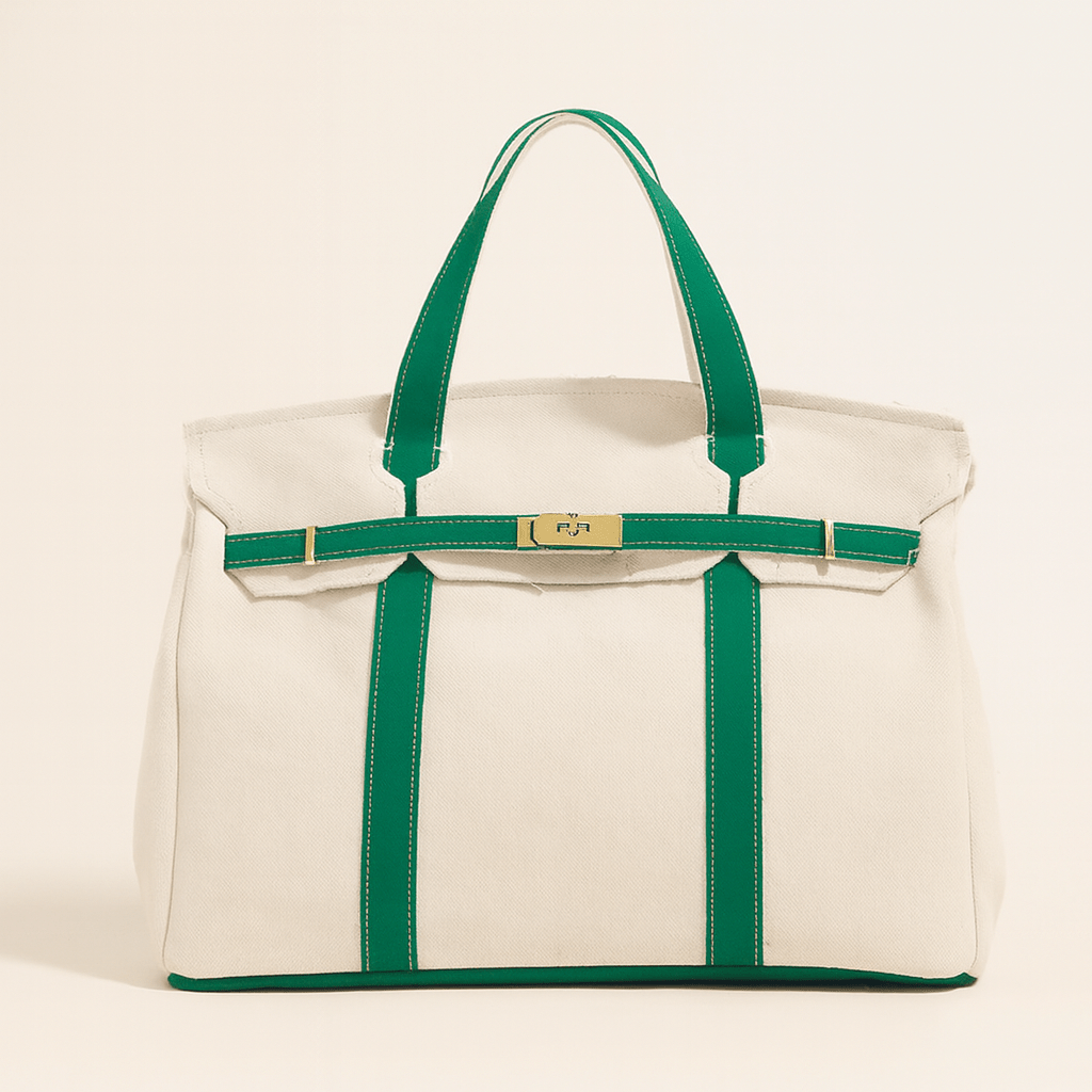 Premium Canvas Shopper Bag with Reinforced Steel Hardware and Details