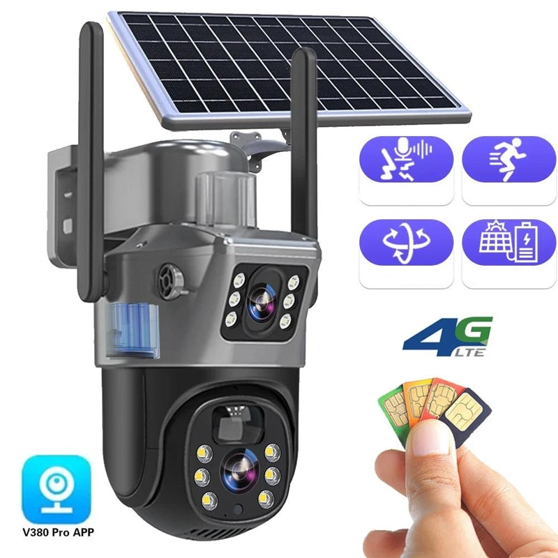 Solar Powered 4K Wireless Security Camera with Triple Lens and 10x Zoom