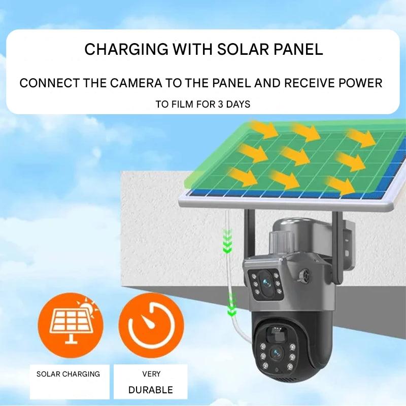 Solar Powered 4K Wireless Security Camera with Triple Lens and 10x Zoom