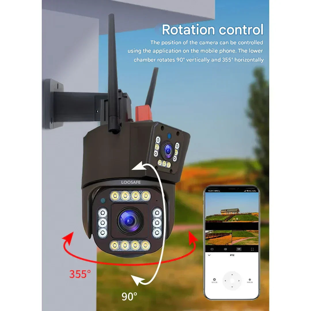Solar Powered 4K Wireless Security Camera with Triple Lens and 10x Zoom