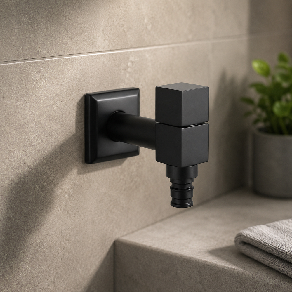 Sleek Matte Black Wall Faucet