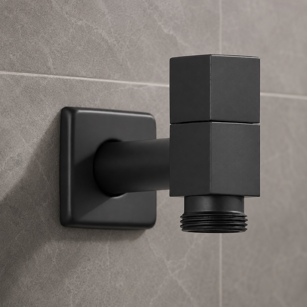 Sleek Matte Black Wall Faucet