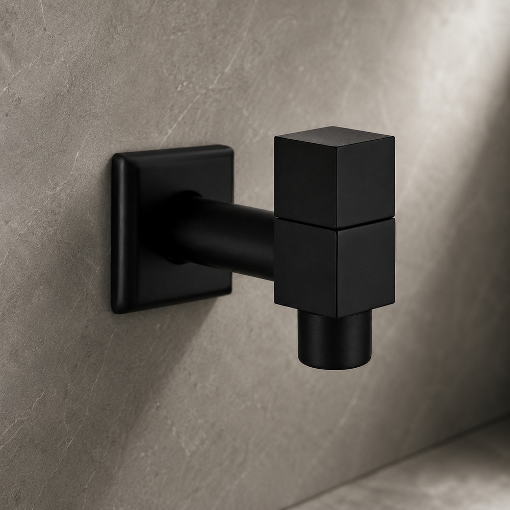 Sleek Matte Black Wall Faucet