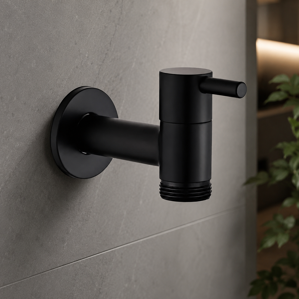 Sleek Matte Black Wall Faucet
