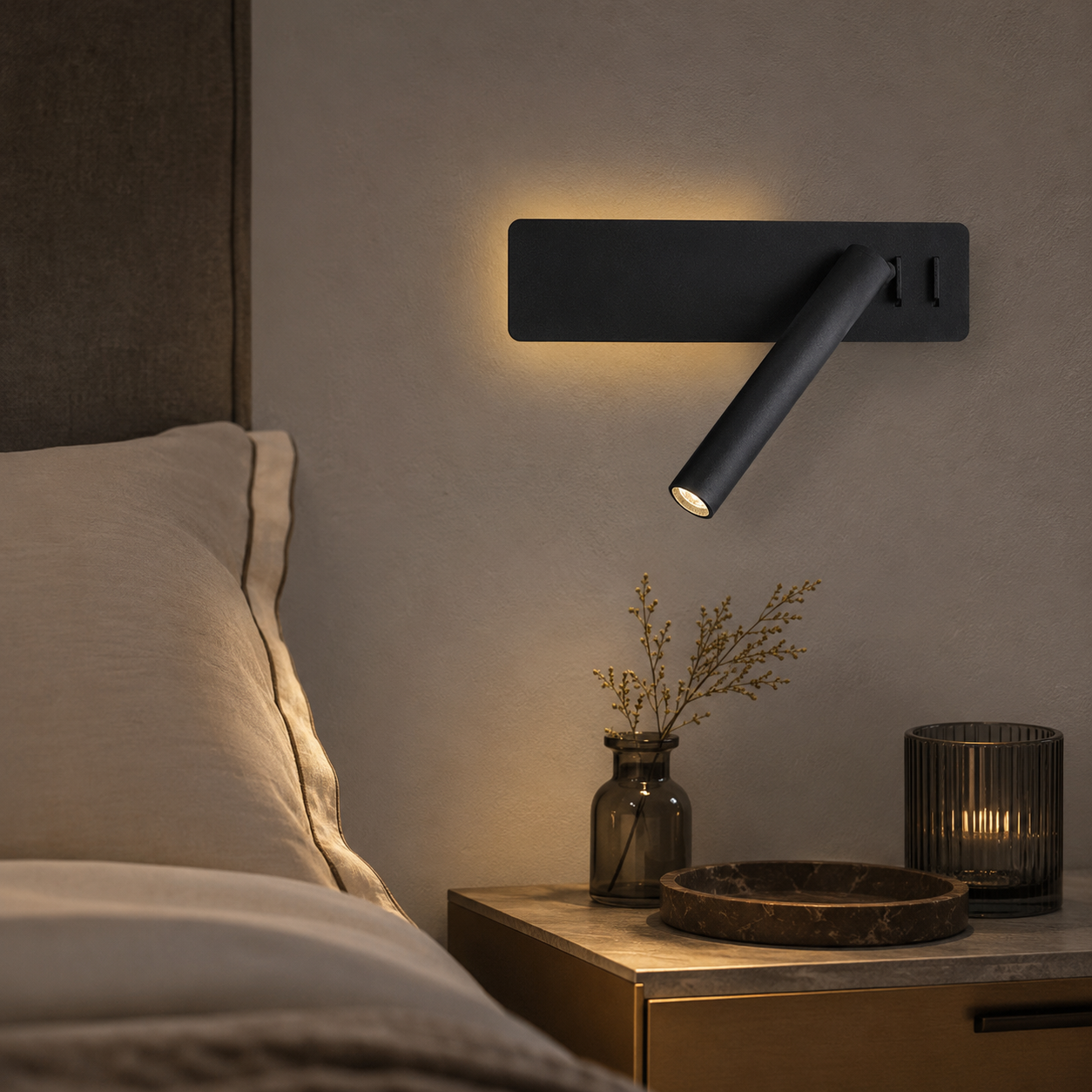 Rotatable Bedside LED Reading Lamp – Adjustable Flexible Night Light for Bedroom, Desk & Study Comfort