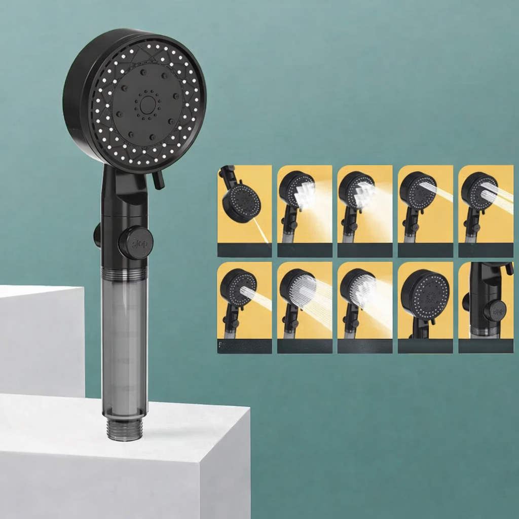 High-Pressure Handheld Shower Head with Water Filter and 10 Modes